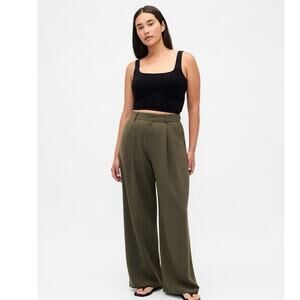 NWT GAP Womens Pants 365 High Rise Pleated Trousers Moss Green 16T